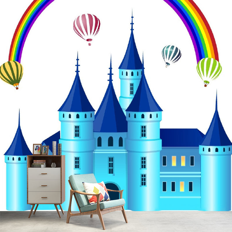 Rainbow and Castle Wall Mural Fantasy Water-Proof Kids Bedroom Wall Art, Custom Print Clearhalo 'Wall Decor' 'Wall Mural' 1209626