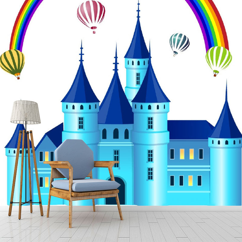 Rainbow and Castle Wall Mural Fantasy Water-Proof Kids Bedroom Wall Art, Custom Print Clearhalo 'Wall Decor' 'Wall Mural' 1209627