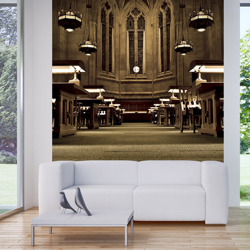 Modern Interior Church Wallpaper Murals Brown Moisture Resistant Wall Covering for Accent Wall Brown Clearhalo 'Wall Decor' 'Wall Mural' 1209639