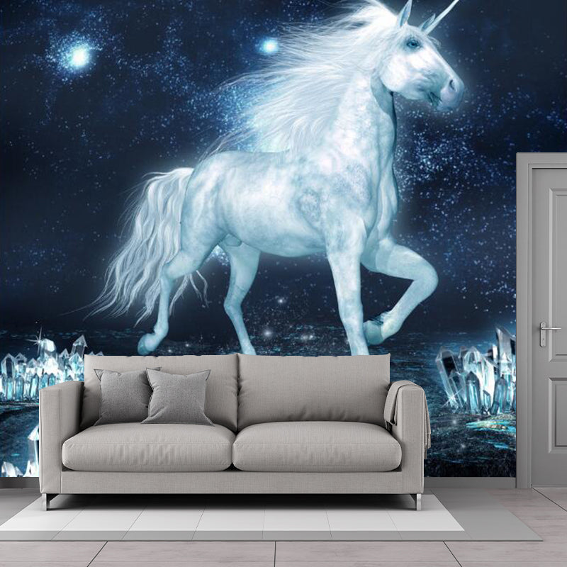 Waterproof Unicorn Mural Wallpaper Custom Size Nordic Wall Decor for Living Room Clearhalo 'Wall Decor' 'Wall Mural' 1209708