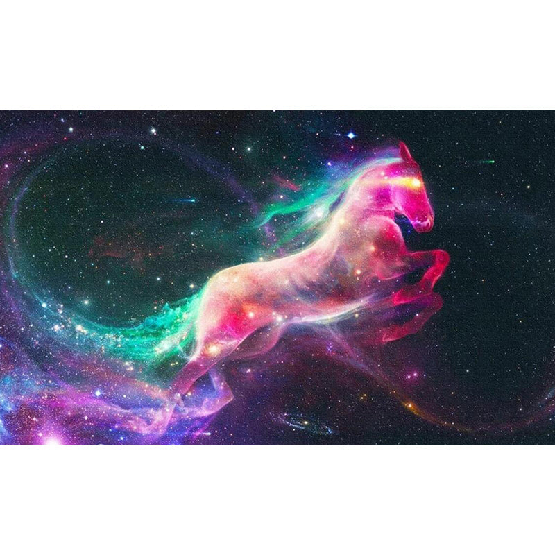 Purple-Green Unicorn Mural Decal Stain Resistant Wall Covering for Bedroom, Non-Woven Clearhalo 'Wall Decor' 'Wall Mural' 1209732