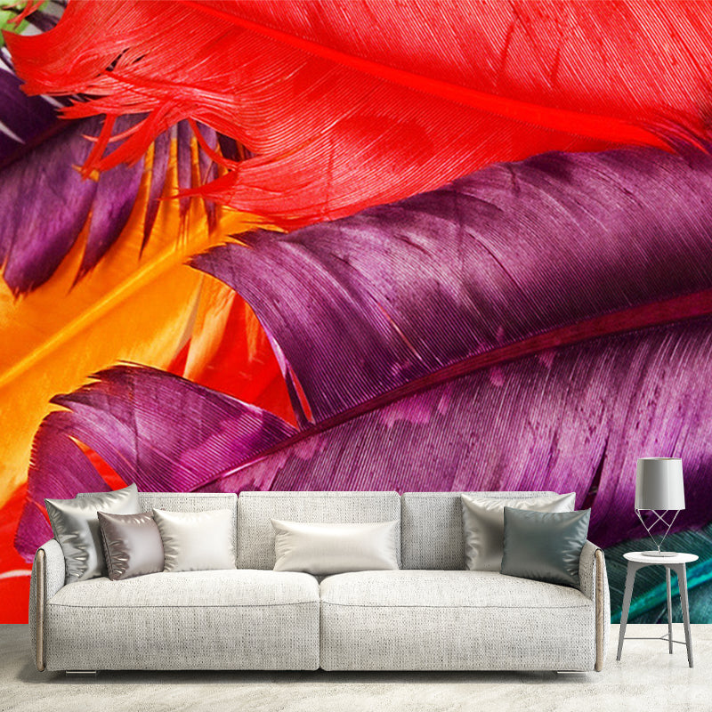 Illustration Feather Murals Extra Large Wall Covering for Home, Personalised Size Clearhalo 'Wall Decor' 'Wall Mural' 1211456