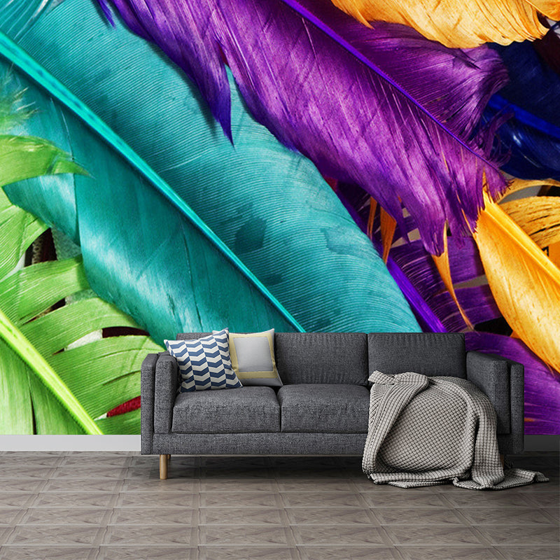 Illustration Feather Murals Extra Large Wall Covering for Home, Personalised Size Clearhalo 'Wall Decor' 'Wall Mural' 1211460