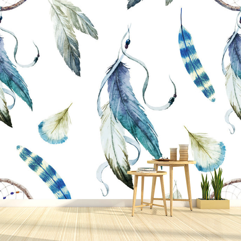 Feather Wall Paper Murals Dream Catcher Contemporary Water Resistant Wall Covering Clearhalo 'Wall Decor' 'Wall Mural' 1211481