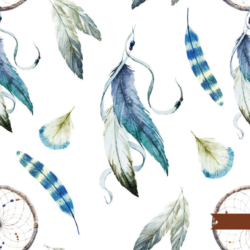 Feather Wall Paper Murals Dream Catcher Contemporary Water Resistant Wall Covering Clearhalo 'Wall Decor' 'Wall Mural' 1211483