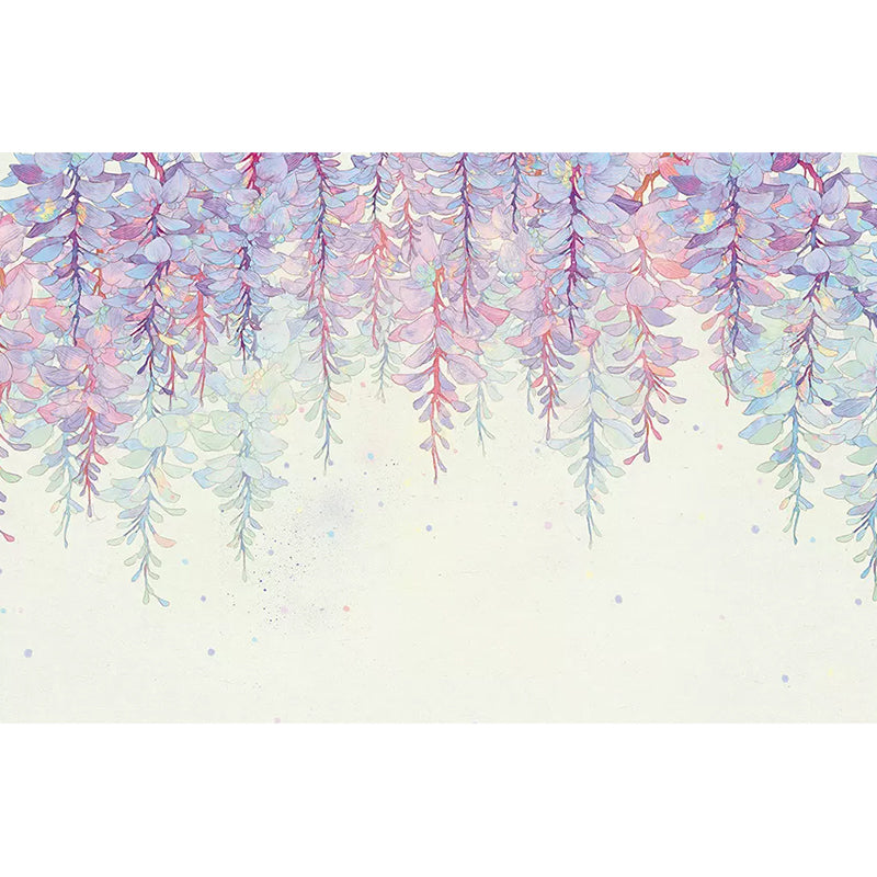 Purple Wisteria Mural Wallpaper Flower Stylish Moisture Resistant Wall Covering for Home Clearhalo 'Wall Decor' 'Wall Mural' 1211609