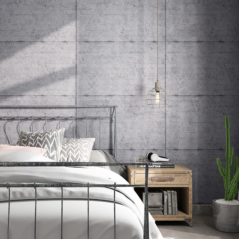 Vinyl Waterproof Wallpaper Cyberpunk Faux Cement Tile Wall Covering in Dark Color Light Gray Clearhalo 'Industrial wall decor' 'Industrial' 'Wallpaper' Wall Decor' 1211692