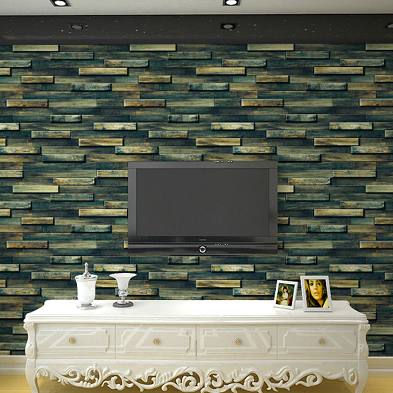 57.1-sq ft Brick-and-Mortar Wallpaper Dark Color Non-Woven Fabric Wall Decor, Moisture Resistant Aqua Clearhalo 'Industrial wall decor' 'Industrial' 'Wallpaper' Wall Decor' 1211823