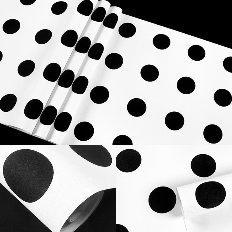 Black Polka Dots Wallpaper Roll Moisture-Resistant Wall Decor on White for Living Room Clearhalo 'Modern wall decor' 'Modern' 'Wallpaper' Wall Decor' 1211921