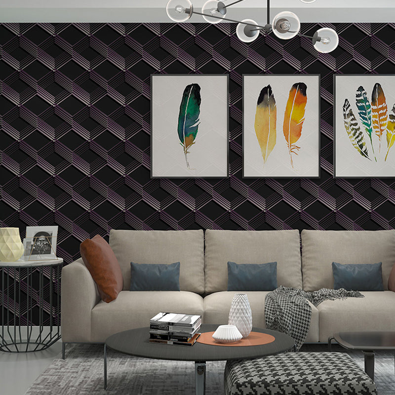 Dark Color Novelty Wallpaper Roll 57.1-sq ft 3D Cubes Wall Covering for Living Room Clearhalo 'Wall Decor' 'Wallpaper' 1212061