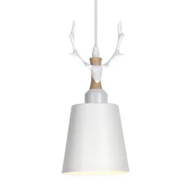 Macaron Style Bucket Hanging Light with Antlers 1 Light Metal Pendant Light for Balcony Foyer Clearhalo 'Ceiling Lights' 'Pendant Lights' 'Pendants' Lighting' 121260