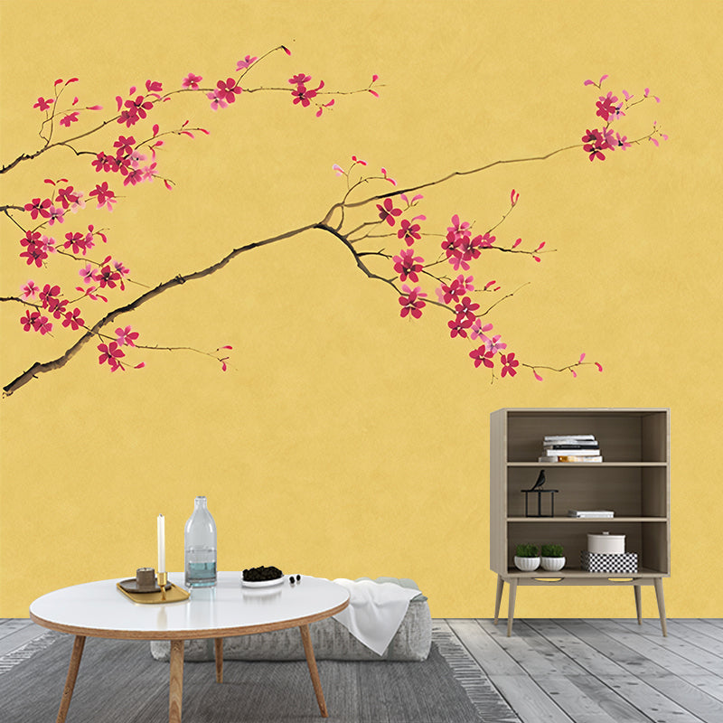 Enchanting Plum Branch Mural Decal Moisture Resistant Asian Bedroom Wall Art in Dark Color Clearhalo 'Wall Decor' 'Wall Mural' 1212850