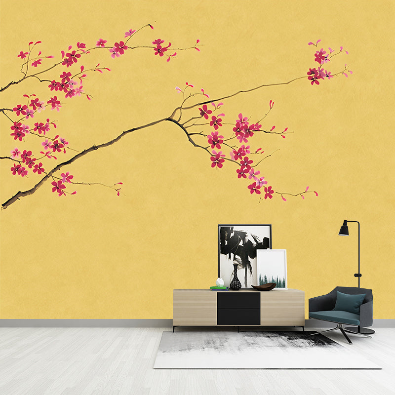 Enchanting Plum Branch Mural Decal Moisture Resistant Asian Bedroom Wall Art in Dark Color Clearhalo 'Wall Decor' 'Wall Mural' 1212851