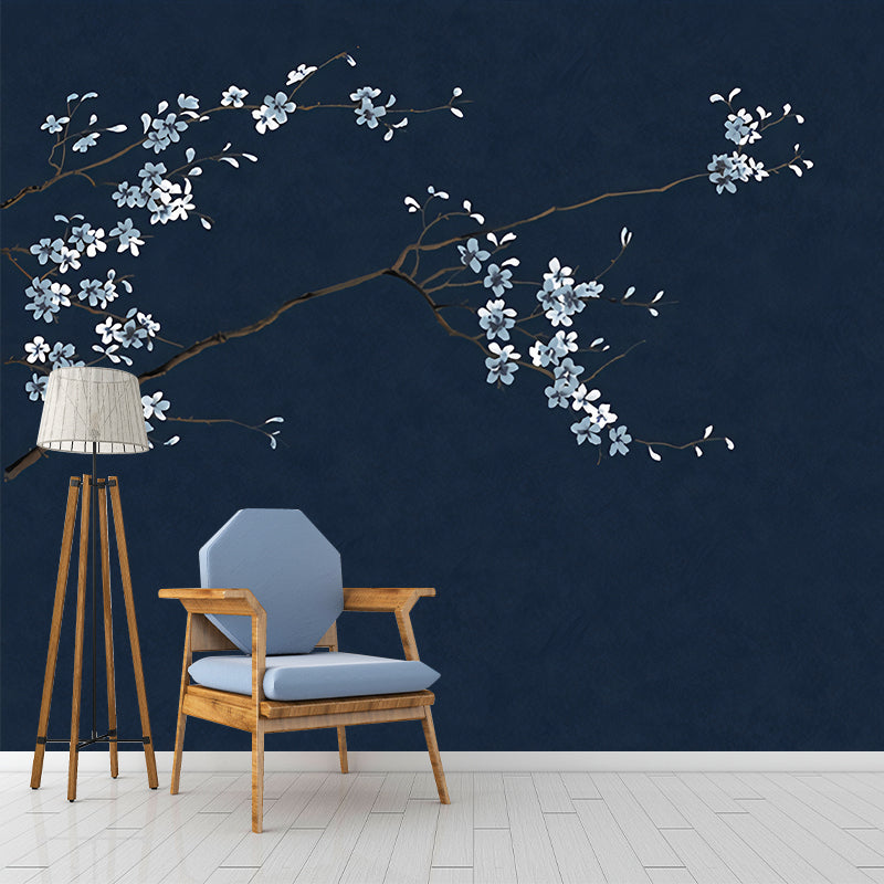 Enchanting Plum Branch Mural Decal Moisture Resistant Asian Bedroom Wall Art in Dark Color Clearhalo 'Wall Decor' 'Wall Mural' 1212856