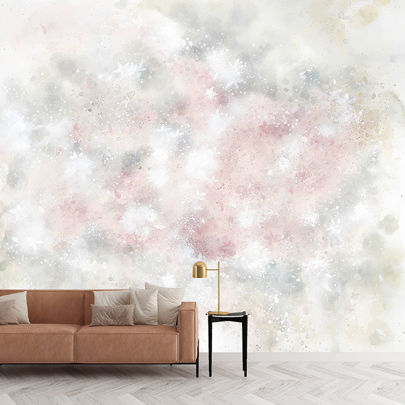 Light Pink Floral Wall Mural Decal Washable Wall Art for Girls Bedroom, Non-Woven Cloth Clearhalo 'Wall Decor' 'Wall Mural' 1212861