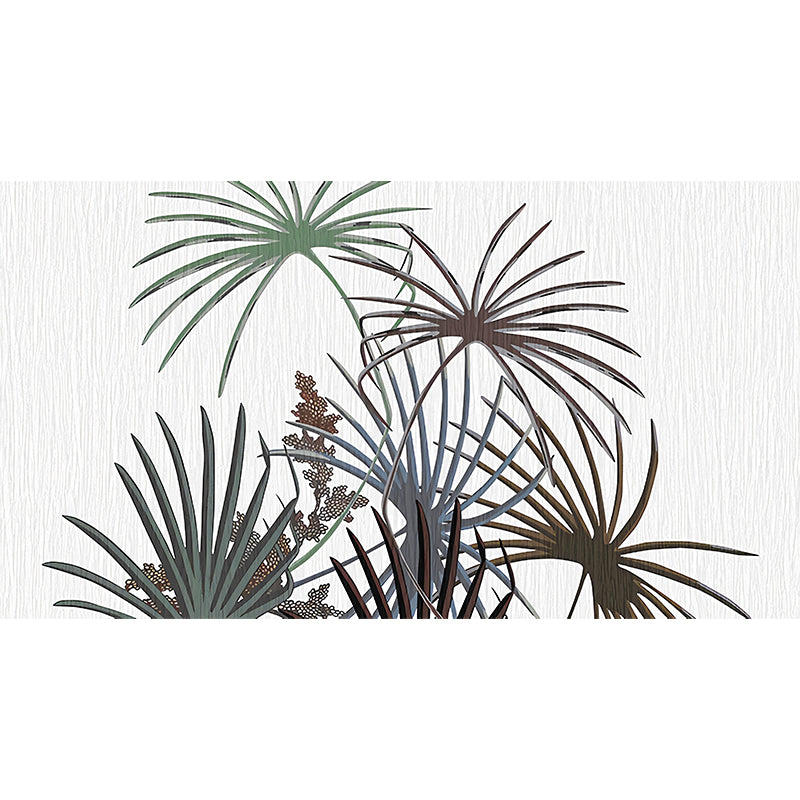 Illustration Palmetto Fan Leaf Mural Decal Full-Size Wall Covering for Living Room, Custom Print Clearhalo 'Wall Decor' 'Wall Mural' 1212965