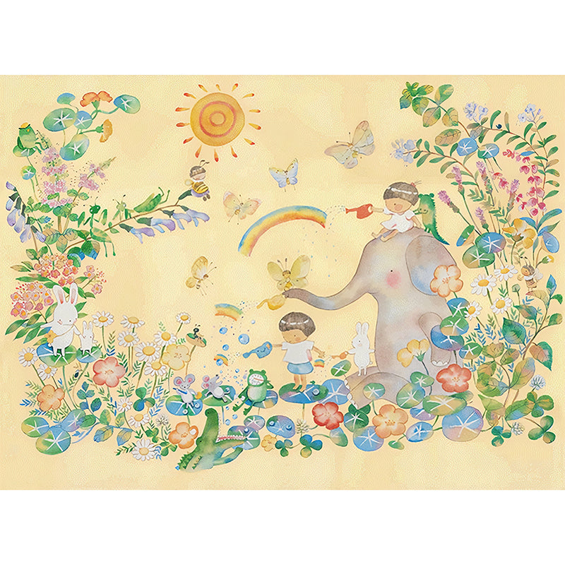 Wonderland Mural Wallpaper Pastel Color Childrens Art Wall Covering for Kindergarten Clearhalo 'Wall Decor' 'Wall Mural' 1213026