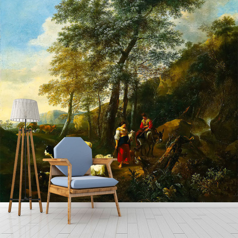 Classic Grazing Painting Wallpaper Murals Brown Moisture Resistant Wall Decor for Home Clearhalo 'Wall Decor' 'Wall Mural' 1213163