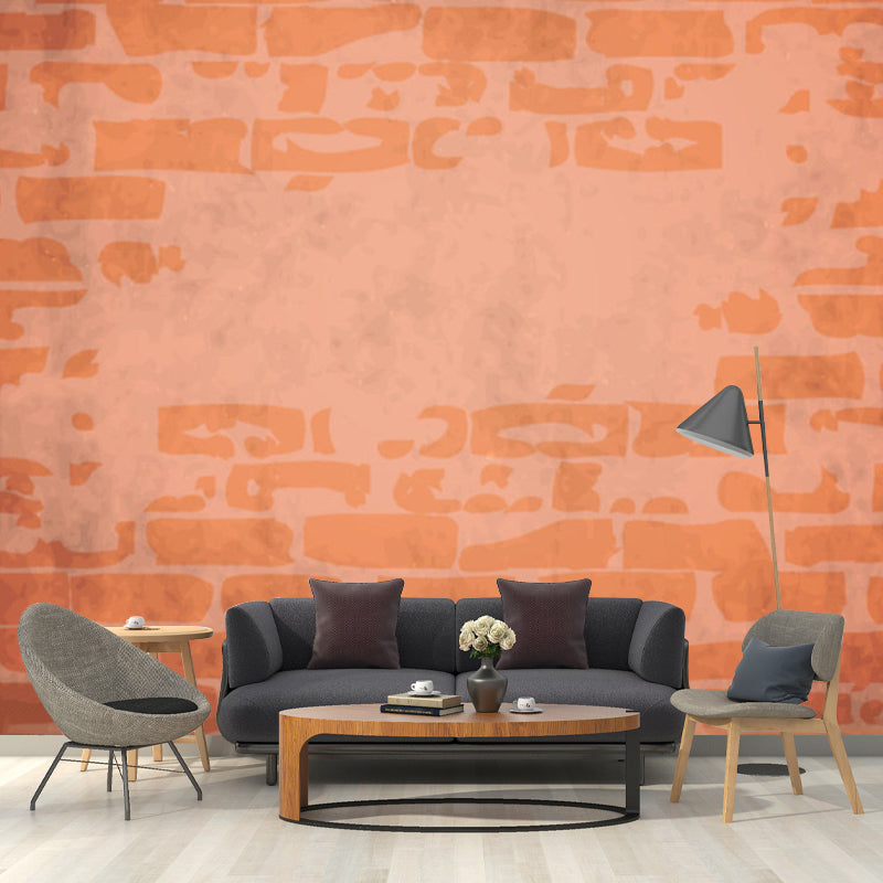 Orange Brick Look Wallpaper Murals Stain Resistant Rustic Living Room Wall Covering Clearhalo 'Wall Decor' 'Wall Mural' 1213177