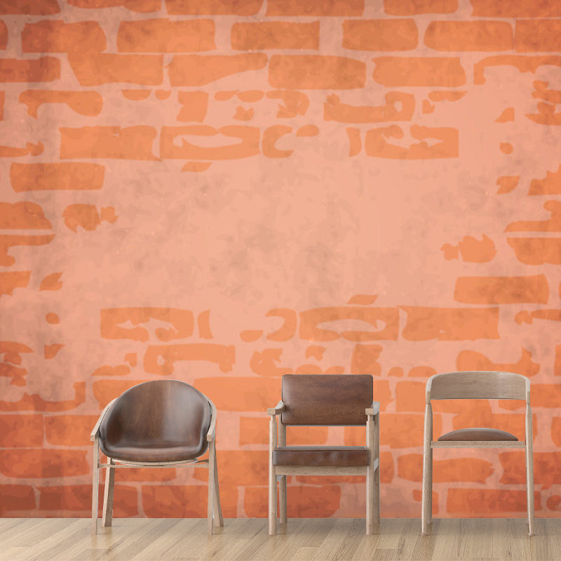 Orange Brick Look Wallpaper Murals Stain Resistant Rustic Living Room Wall Covering Clearhalo 'Wall Decor' 'Wall Mural' 1213178