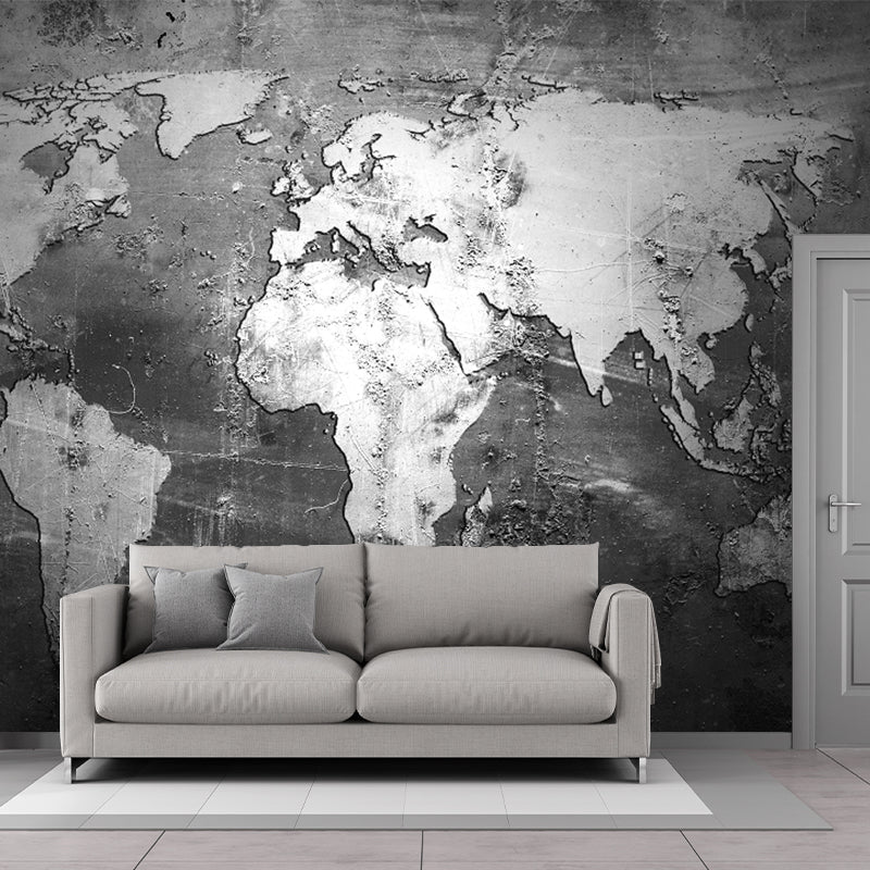 Photography Continental Map Wall Murals Full Size Wall Covering for Bedroom, Custom Print Clearhalo 'Wall Decor' 'Wall Mural' 1213213