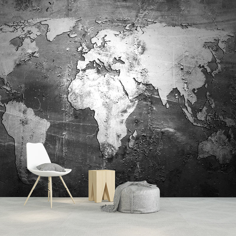 Photography Continental Map Wall Murals Full Size Wall Covering for Bedroom, Custom Print Clearhalo 'Wall Decor' 'Wall Mural' 1213214