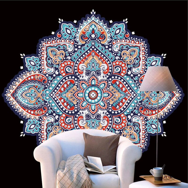 Pink-Blue Bohemia Wallpaper Murals Whole Flowers Pattern Wall Covering for Living Room Clearhalo 'Wall Decor' 'Wall Mural' 1213246