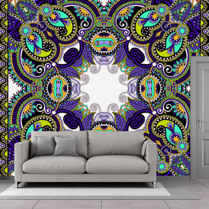 Boho Chic Butterfly Mural Decal Non Woven Washable Blue-Purple-Yellow Wall Art for Home Clearhalo 'Wall Decor' 'Wall Mural' 1213282