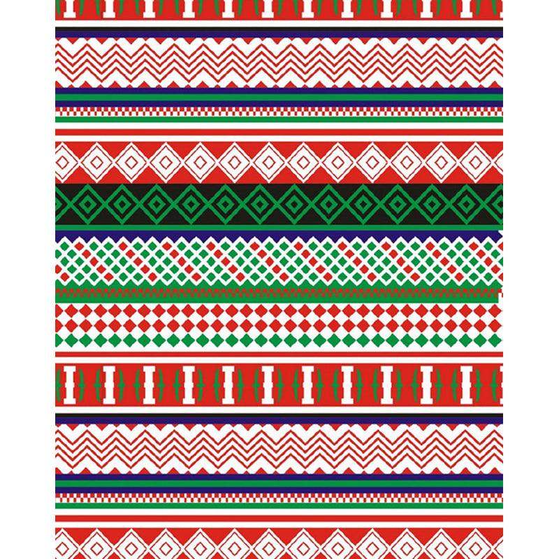 Red-Green Geometric Pattern Mural Moisture Resistant Bohemian Living Room Wall Art Clearhalo 'Wall Decor' 'Wall Mural' 1213324