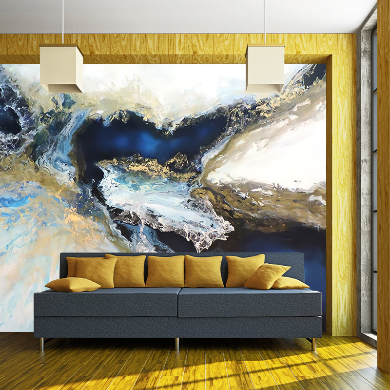 Blue-White Modern Art Murals Large Waterfall Oil Painting Wall Decor for Bedroom Blue-White Clearhalo 'Wall Decor' 'Wall Mural' 1213326