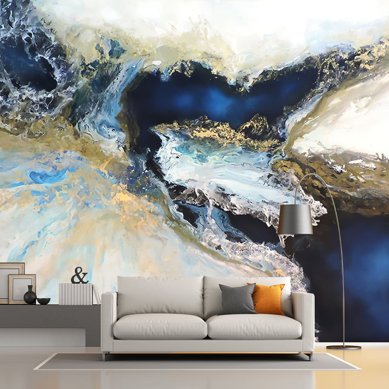 Blue-White Modern Art Murals Large Waterfall Oil Painting Wall Decor for Bedroom Clearhalo 'Wall Decor' 'Wall Mural' 1213327