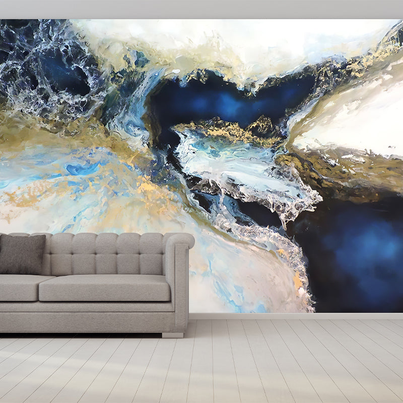 Blue-White Modern Art Murals Large Waterfall Oil Painting Wall Decor for Bedroom Clearhalo 'Wall Decor' 'Wall Mural' 1213328