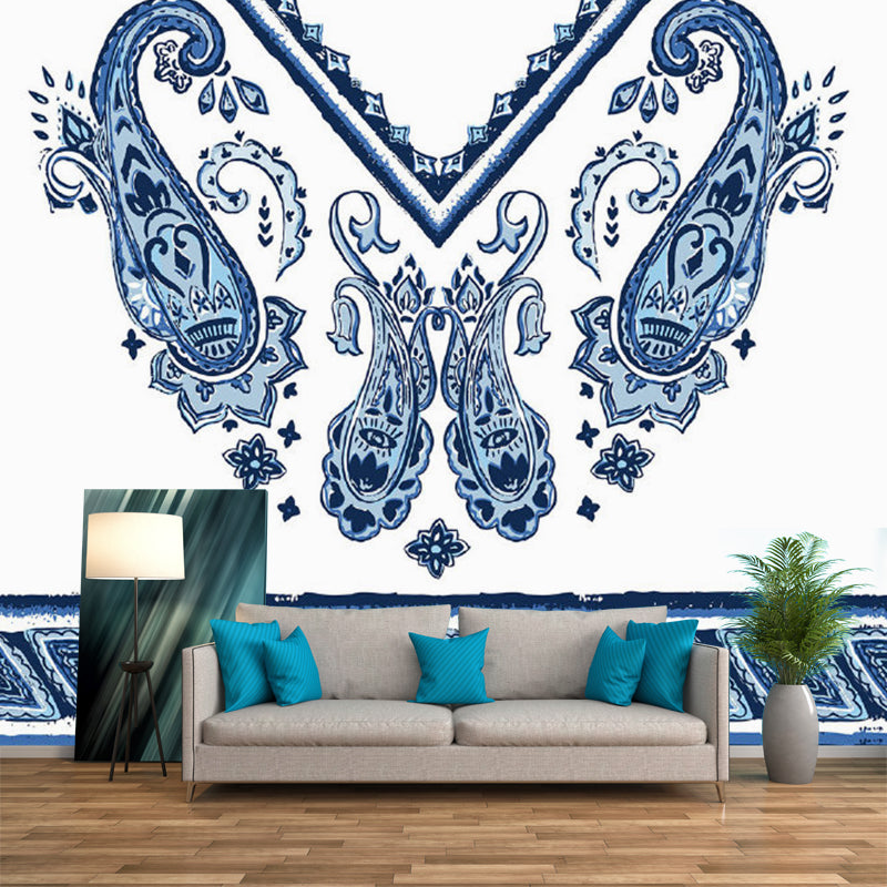 Blue Teardrop Wall Paper Murals Geometric Bohemian Washable Wall Covering for Home Clearhalo 'Wall Decor' 'Wall Mural' 1213353