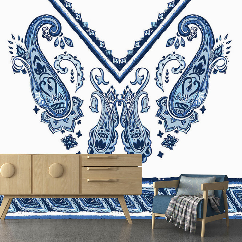 Blue Teardrop Wall Paper Murals Geometric Bohemian Washable Wall Covering for Home Clearhalo 'Wall Decor' 'Wall Mural' 1213354