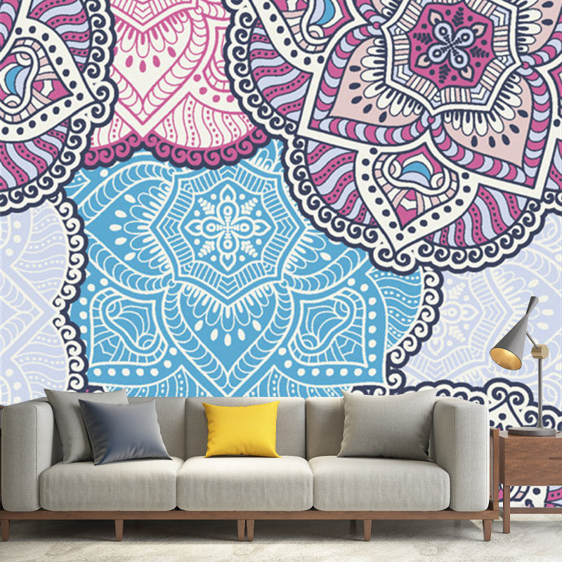 Bohemia Petals Patterned Wall Murals Blue-Purple Abstract Wall Covering for Home Blue-Purple Clearhalo 'Wall Decor' 'Wall Mural' 1213383