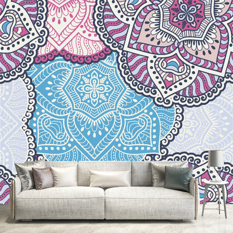 Bohemia Petals Patterned Wall Murals Blue-Purple Abstract Wall Covering for Home Clearhalo 'Wall Decor' 'Wall Mural' 1213384