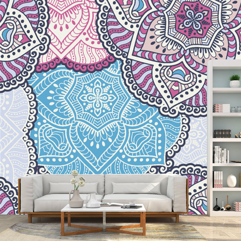 Bohemia Petals Patterned Wall Murals Blue-Purple Abstract Wall Covering for Home Clearhalo 'Wall Decor' 'Wall Mural' 1213385