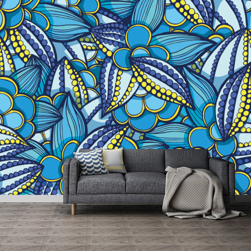 Flower Plant Mural Decal Boho-Chic Smooth Wall Covering in Multi-Color, Custom Made Clearhalo 'Wall Decor' 'Wall Mural' 1218413