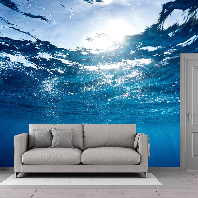 Tropix Sea Underwater Look-Up Murals Blue Stain Resistant Wall Covering for Living Room Clearhalo 'Wall Decor' 'Wall Mural' 1218428