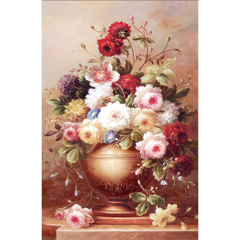 Whole Modern Wall Paper Murals Red Brown Still Life Peony Vase Wall Art, Custom Print Clearhalo 'Wall Decor' 'Wall Mural' 1218509