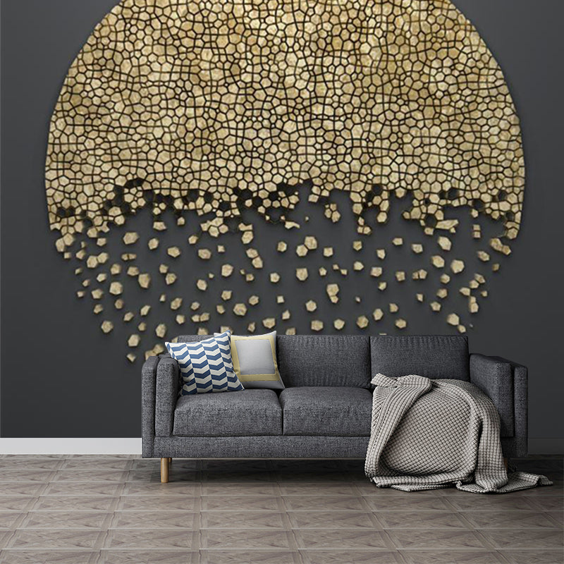 Minimalist Aesthetics Moon Mural Wallpaper for Home Custom Wall Art in Yellow on Black Black-Yellow Clearhalo 'Wall Decor' 'Wall Mural' 1218511