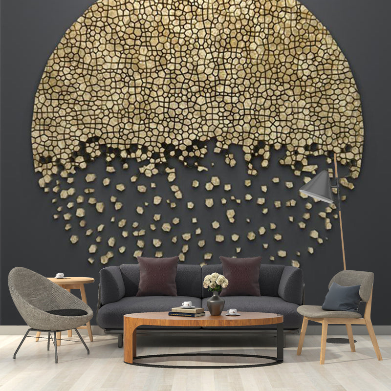 Minimalist Aesthetics Moon Mural Wallpaper for Home Custom Wall Art in Yellow on Black Clearhalo 'Wall Decor' 'Wall Mural' 1218512