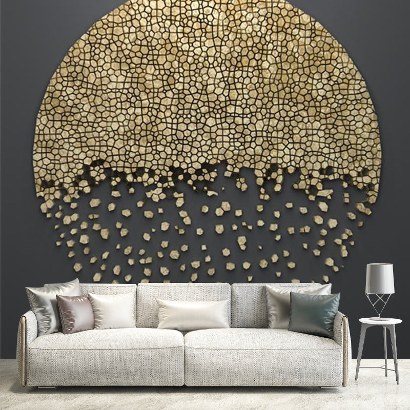 Minimalist Aesthetics Moon Mural Wallpaper for Home Custom Wall Art in Yellow on Black Clearhalo 'Wall Decor' 'Wall Mural' 1218513