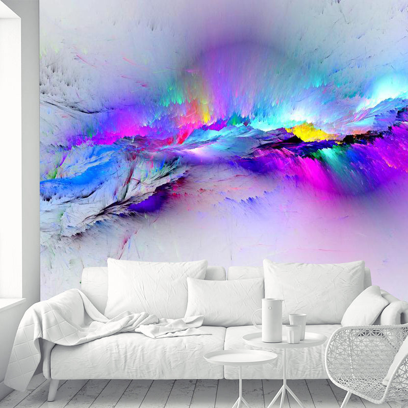 Blue-Purple Feathers Wallpaper Murals Water Resistant Wall Covering for Living Room Blue-Purple Clearhalo 'Wall Decor' 'Wall Mural' 1218516