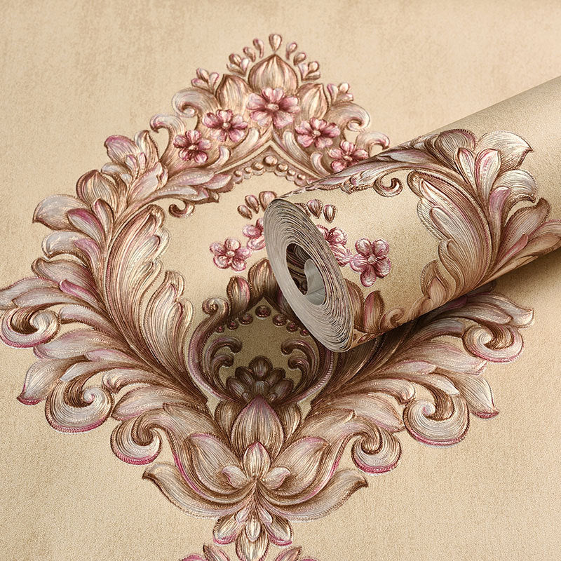 Medallion Wallpaper Luxury Embroidery Wall Covering in Pastel Color for Accent Wall Clearhalo 'Wall Decor' 'Wallpaper' 1218926