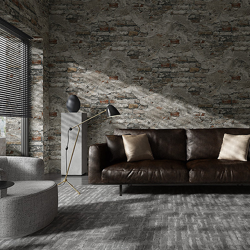 Cyberpunk Aged Brick-Wall Wallpaper Dark-Color Living Room Wall Decor, 33' x 20.5