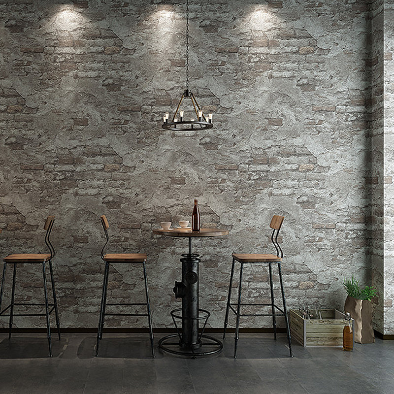 Cyberpunk Aged Brick-Wall Wallpaper Dark-Color Living Room Wall Decor, 33' x 20.5