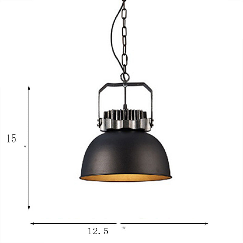 Dome Shade Restaurant Pendant Light Fixture Industrial Metal 1 Bulb Black Hanging Ceiling Light Clearhalo 'Art Deco Pendants' 'Black' 'Cast Iron' 'Ceiling Lights' 'Ceramic' 'Crystal' 'Industrial Pendants' 'Industrial' 'Metal' 'Middle Century Pendants' 'Pendant Lights' 'Pendants' 'Rustic Pendants' 'Tiffany' Lighting' 12224