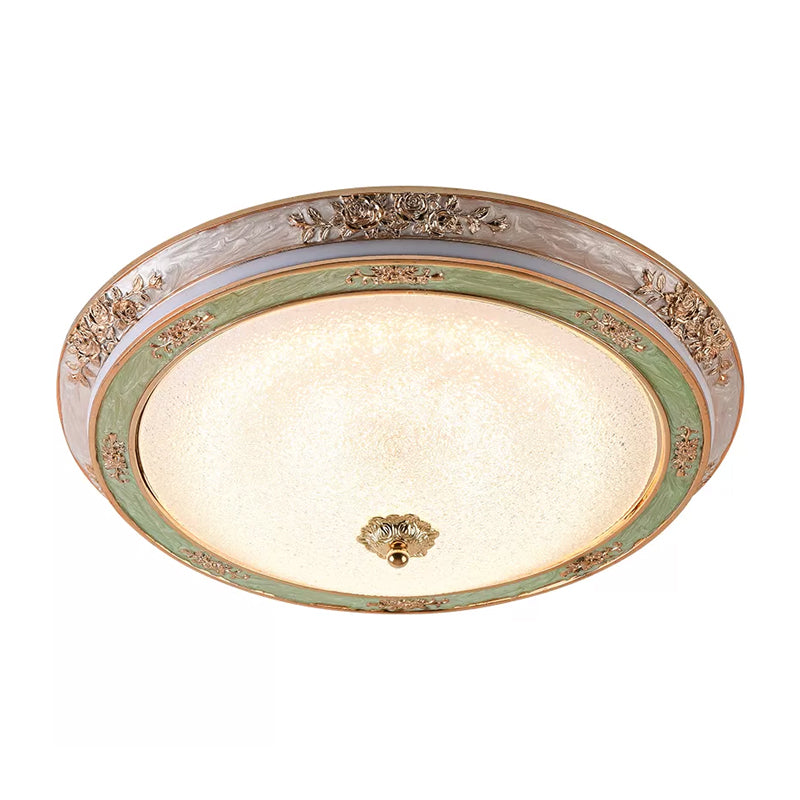 Seeded Glass Green Flush Lamp Fixture Domed LED Traditional Flush Mount Lighting in Warm/White Light, 14