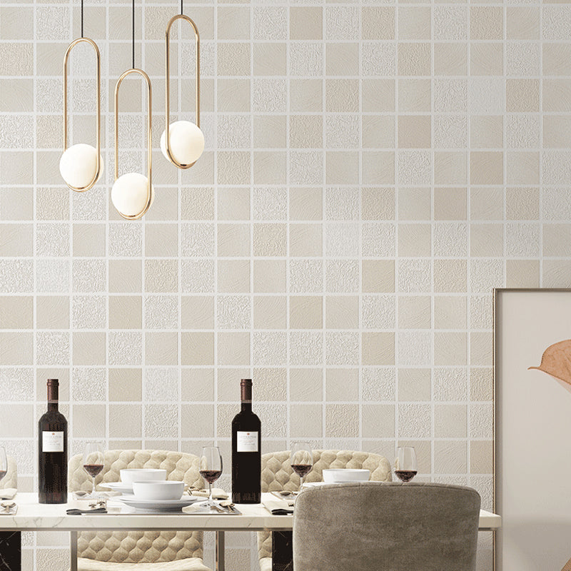 Modern Mosaic Tile Wallpaper Roll Light-Color Dining Room Wall Art, 33' L x 20.5